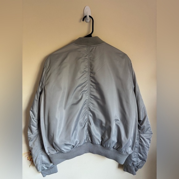 GAP Silver Grey Bomber Jacket  Size M - Picture 6 of 13
